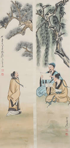 A Zhang daqian's figure painting