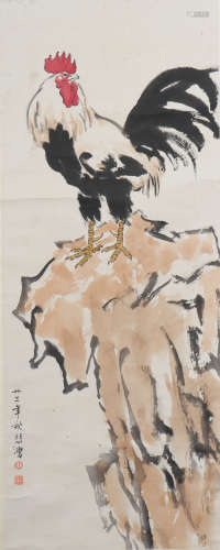 A Xu beihong's chicken painting