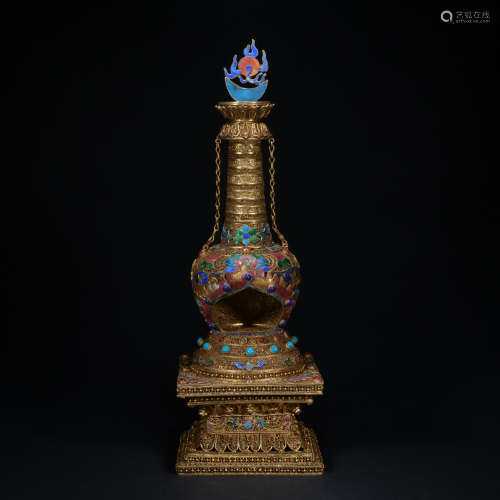 A silver filigree pagoda