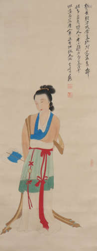 A Zhang daqian's figure painting