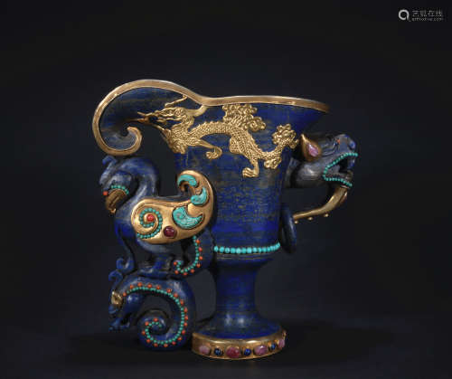 A lapis lazuli 'dragon' wine cup