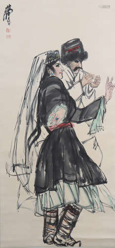 A Huang zhou's figure painting