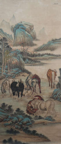 A Lang shining''s horse painting