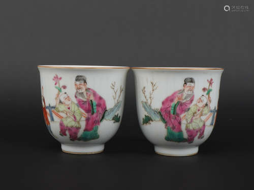 A pair of famille-rose 'figure' cup