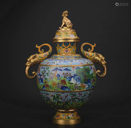 A Cloisonne enamel censer