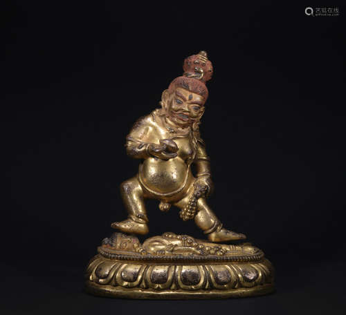 A gilt-bronze figure of vaishravana