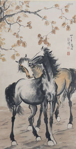 A Xu beihong's horse painting