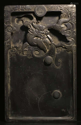 AN INK SLAB CARVED WITH DRAGON&POETRY