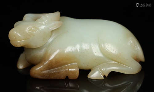 A HETIAN JADE COW PENDANT