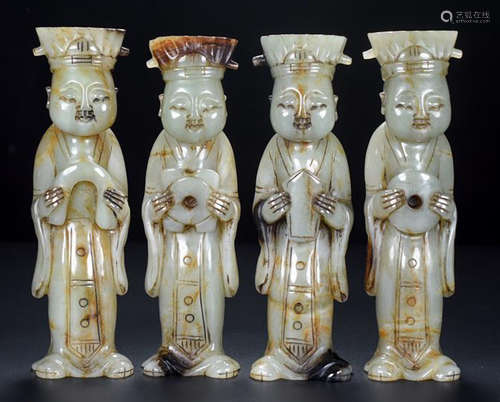 SET OF HETIAN JADE FIGURE PENDANT