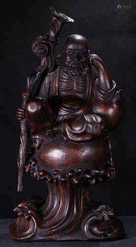 A CHENXIANG WOOD BODHIDHARMA BUDDHA STATUE