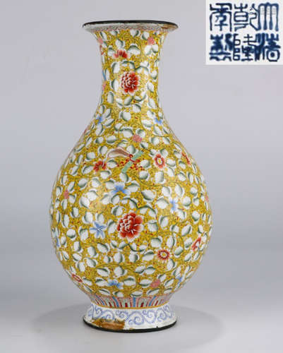 DAQINGQIANLONGNIANZHI MARK CLOISONNE VASE