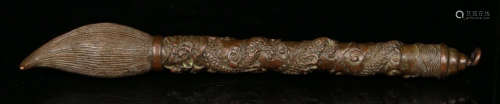 A COPPER BRUSH CARVED WITH DRAGON