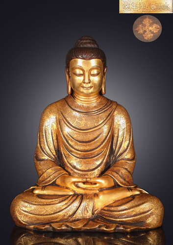 DAMINGYONGLENIANSHI MARK GILT BRONZE BUDDHA STATUE