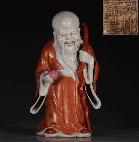 A WHITE&RED GLAZE FIGURE STATUE