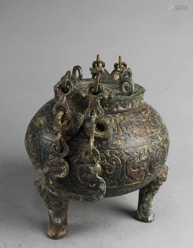 Chinese Bronze Tripod Censer