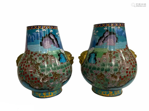 A Pair of Cloisonne Vases