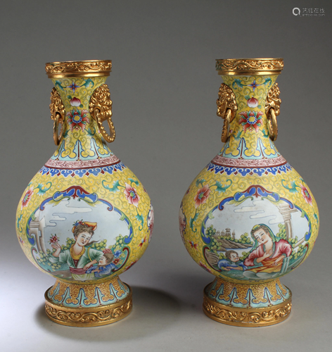 A Pair of Cloisonne Vases