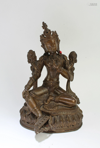 Antique Chinese Bronze Bodhisattva Statue