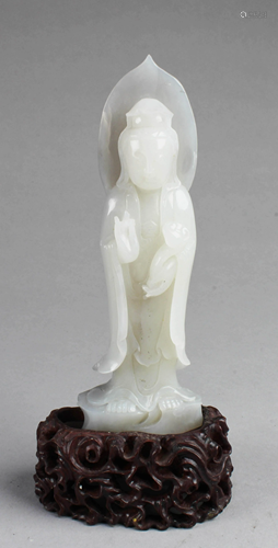 Chinese Jade Carved Guanyin Statue