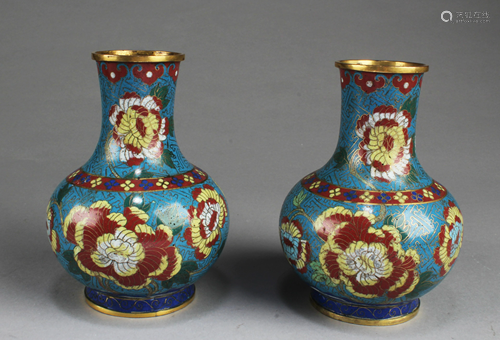 A pair of Antique Chinese Cloisonne Vases