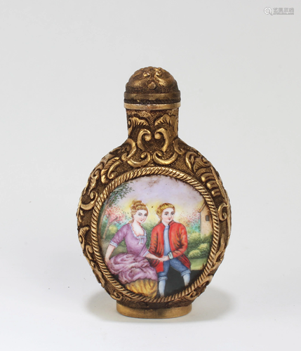 Chinese Gilt Bronze Enamel Snuff Bottle