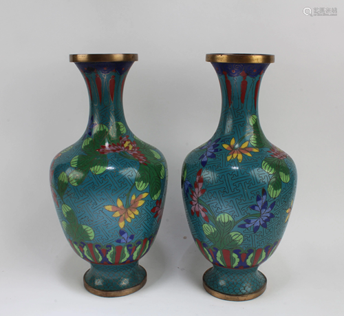 Antique Pair of Cloisonne Vases