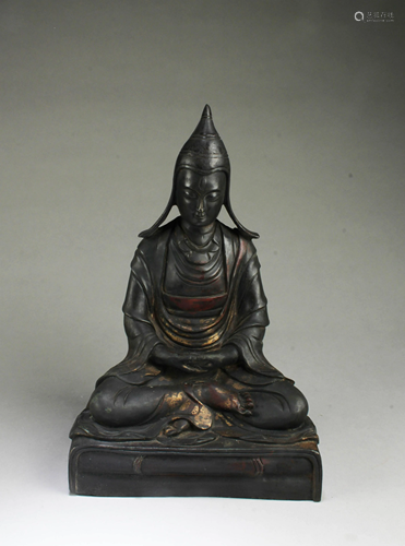 A Gold Paste Bronze Buddha Statue