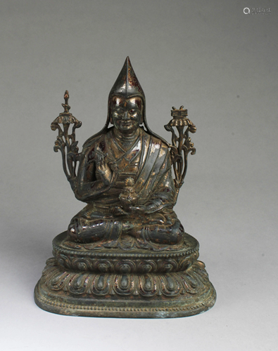 A Gold Paste Bronze Bodhisattva Statue