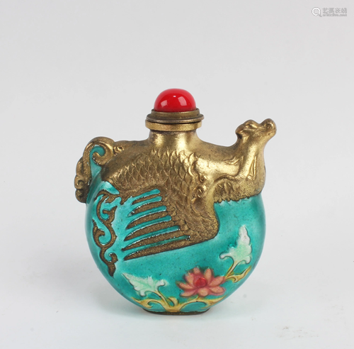 A Gilt Bronze Enamel Snuff Bottle