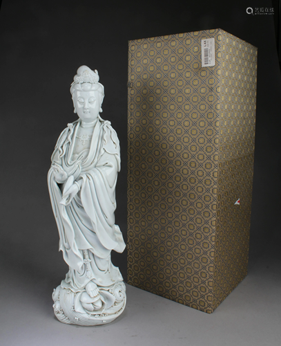 Antique Chinese Blanc De Chine Guanyin Statue