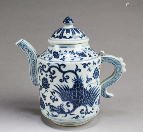 Chinese Blue & White Porcelain Teapot