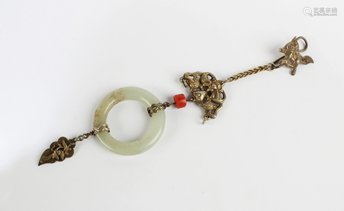 Antique Gold Plated Silver Jade Pendant