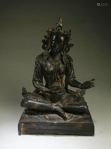 A Gold Paste Bronze Bodhisattva Statue