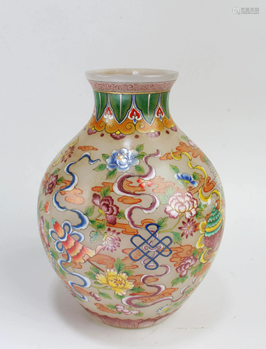 Chinese Enamel Peking Glass Vase