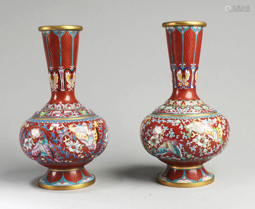 A Pair of Cloisonne Vases