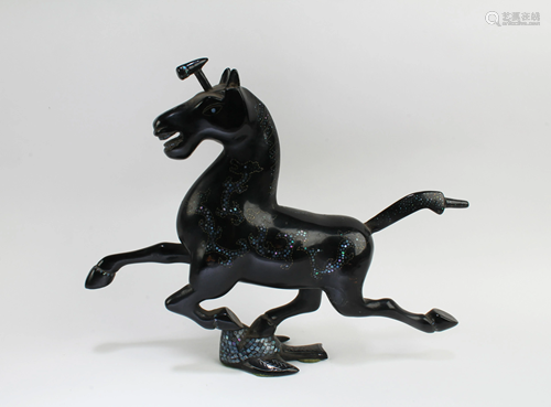 A Lacquer Horse Figurine with Mother-of-pearl Inlay