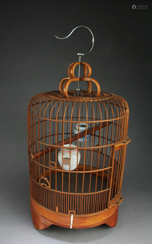 A Carved Bamboo Bird Cage