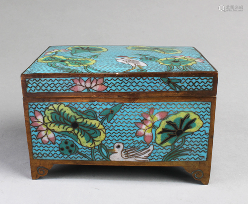 Antique Chinese Cloisonne Rectangular Container