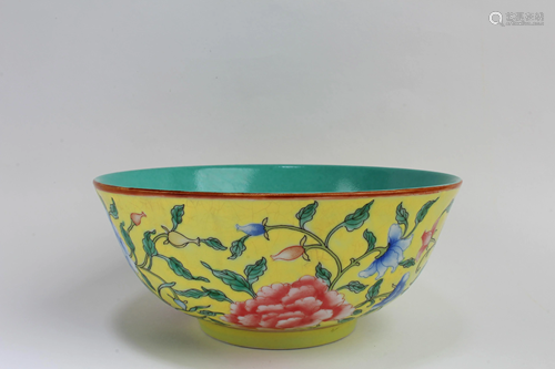 Chinese Famille Jaune Porcelain Bowl