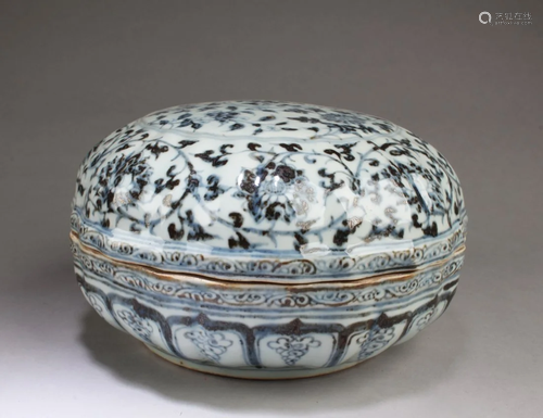 Chinese Blue & White Round Box