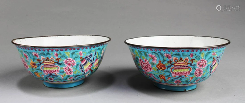 Pair of Chinese Cloisonne Bowls