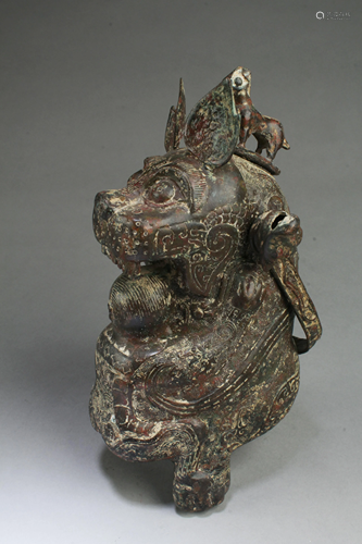 A Bronze Mythical Beast Pot