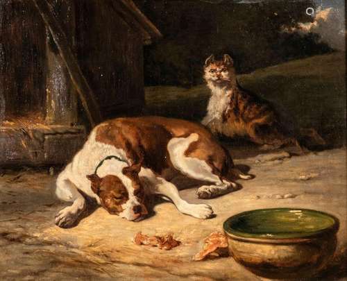 French school of the mid 19th century \nDOG AND CAT…