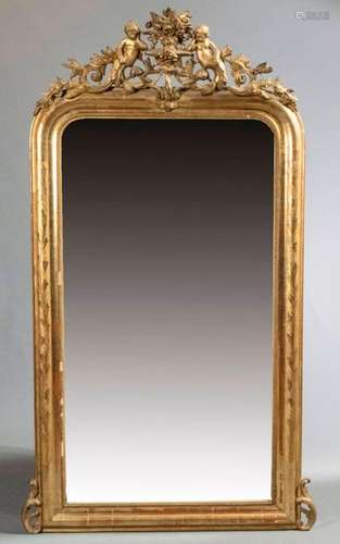 MIRROR \nin wood and golden stucco. A frieze of pea…