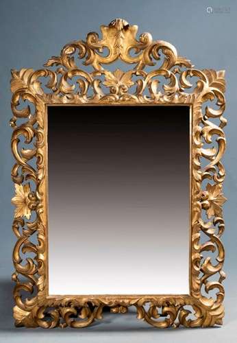 IMPORTANT MIRROR \nin wood and openwork gilded stuc…