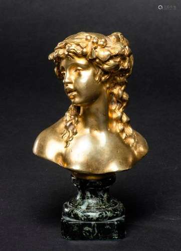 ALFRED GILLET \nBronze bust. \nBust of a young woman…