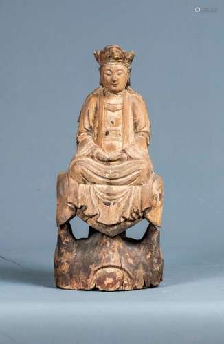 Kwan in assise, wooden reliquary \nin an offering p…