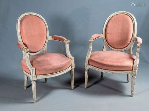 Two convertible armchairs \nPair of moulded beechwo…