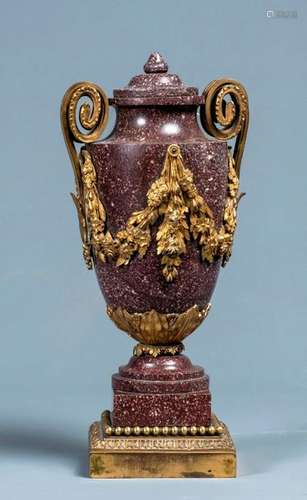 Covered vase \nMade of Egyptian porphyry and gilt b…